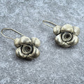 Antique Silver Flower Dangle Earrings - Vintage Floral Jewelry