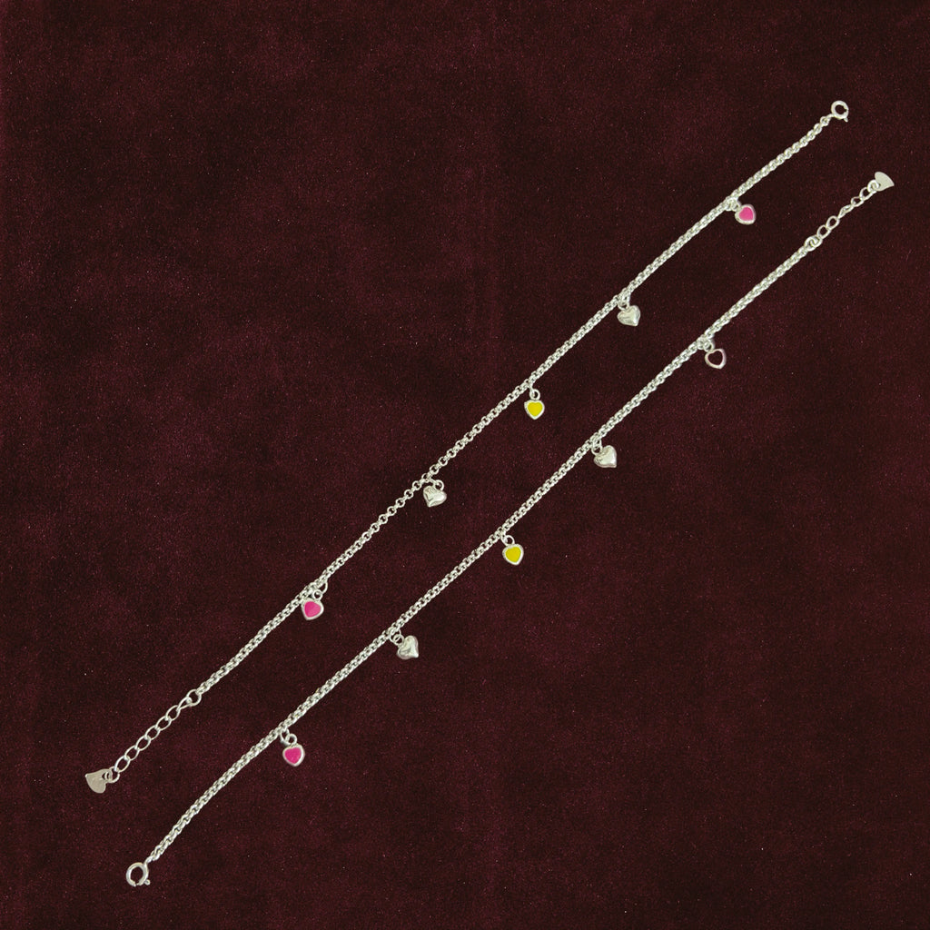 Vibrant Heart Charm Anklet Pair
