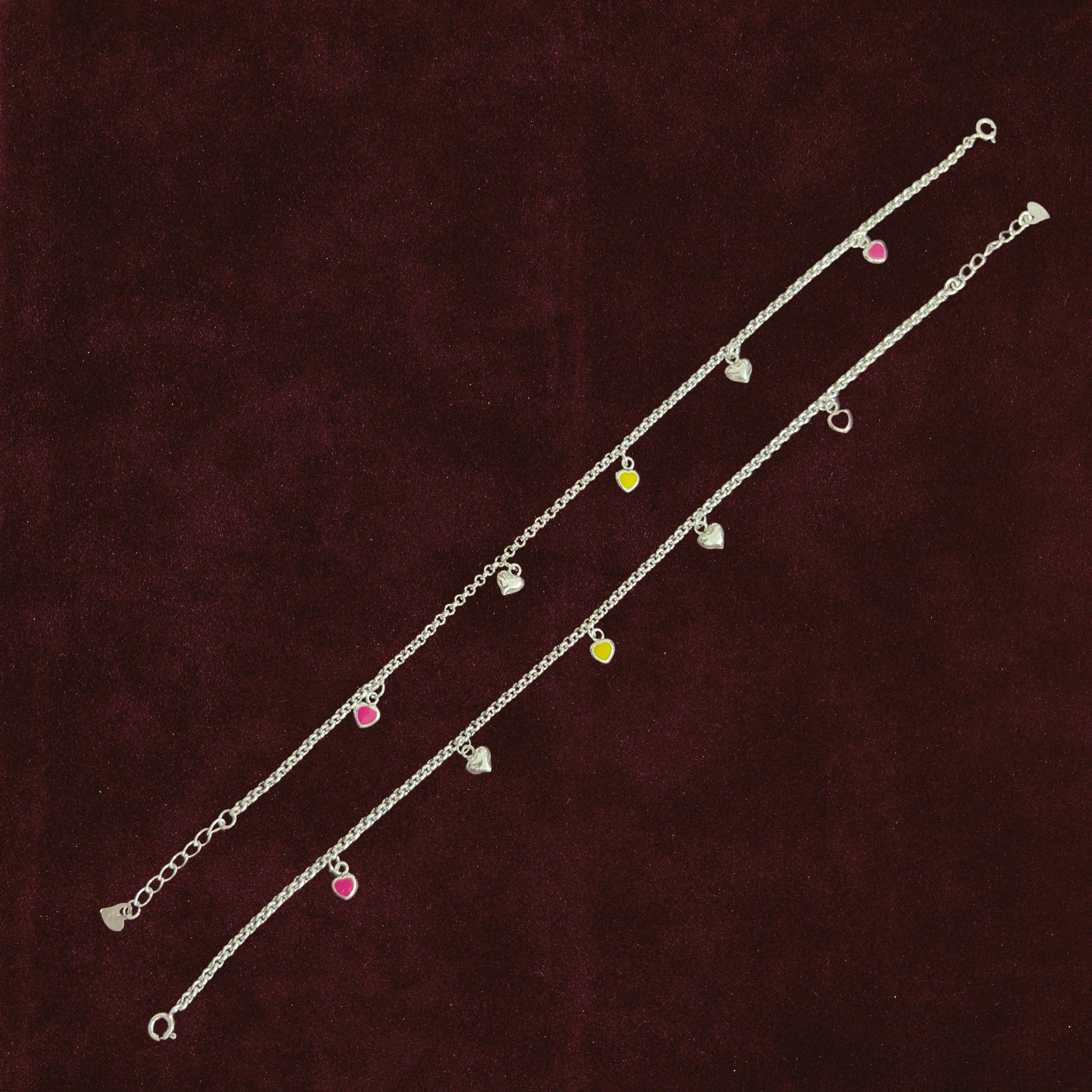 Vibrant Heart Charm Anklet Pair