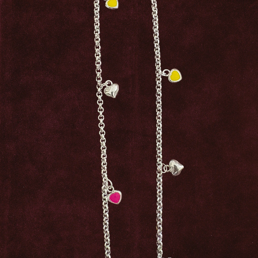 Vibrant Heart Charm Anklet Pair motif close up image