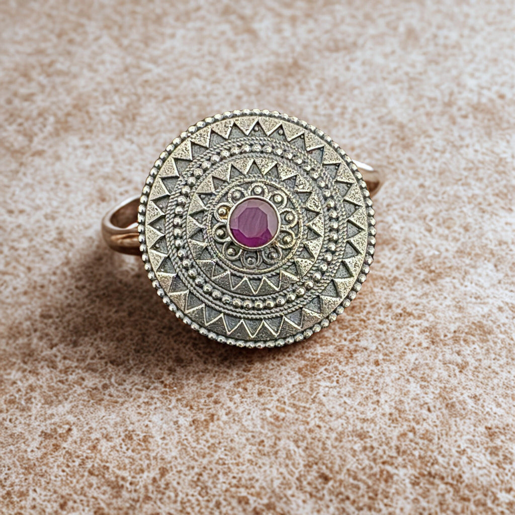 Intricate Geometric Design 925 Silver Ring