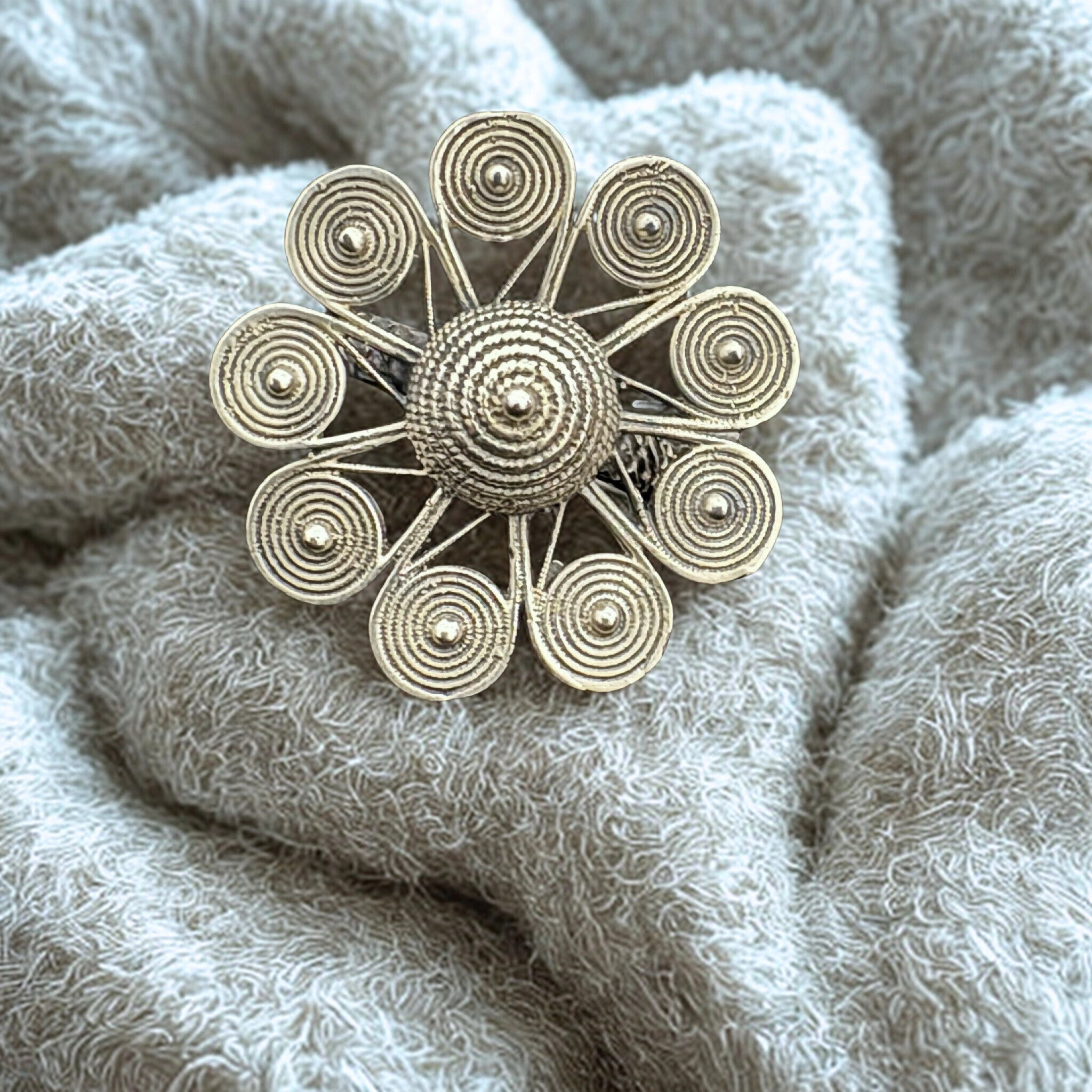 Artisan 92.5 Sterling Silver Floral Filigree Ring