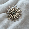 Sunburst Green Stone 925 Silver Ring