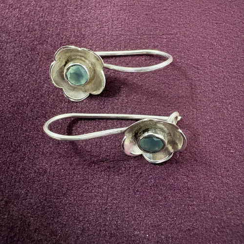 Azure Bloom sterling silver earrings by Bhavya Silvers featuring floral design and delicate silver craftsmanship.