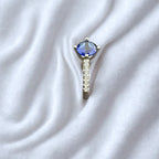 Blue Sapphire 925 Silver Ring with Accent Stones