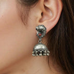 Vintage Silver Fish Motif Jhumka Earrings - Bhavya Silvers