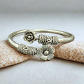 Sterling Silver Floral Open Cuff Bracelet