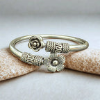 Sterling Silver Floral Open Cuff Bracelet