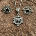 925 Silver Black Stone Pendant Set