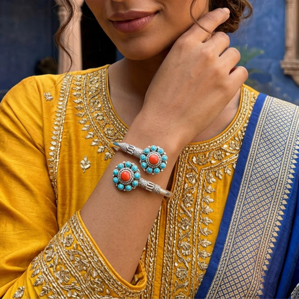 person wearing bracelet in ethnic kurta