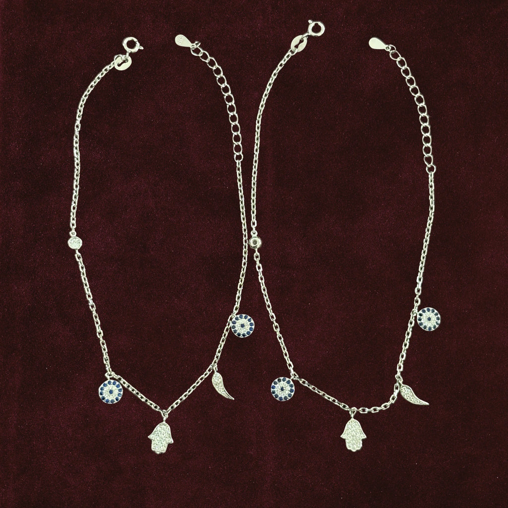 Serene Sentinel Evil Eye Anklet Pair