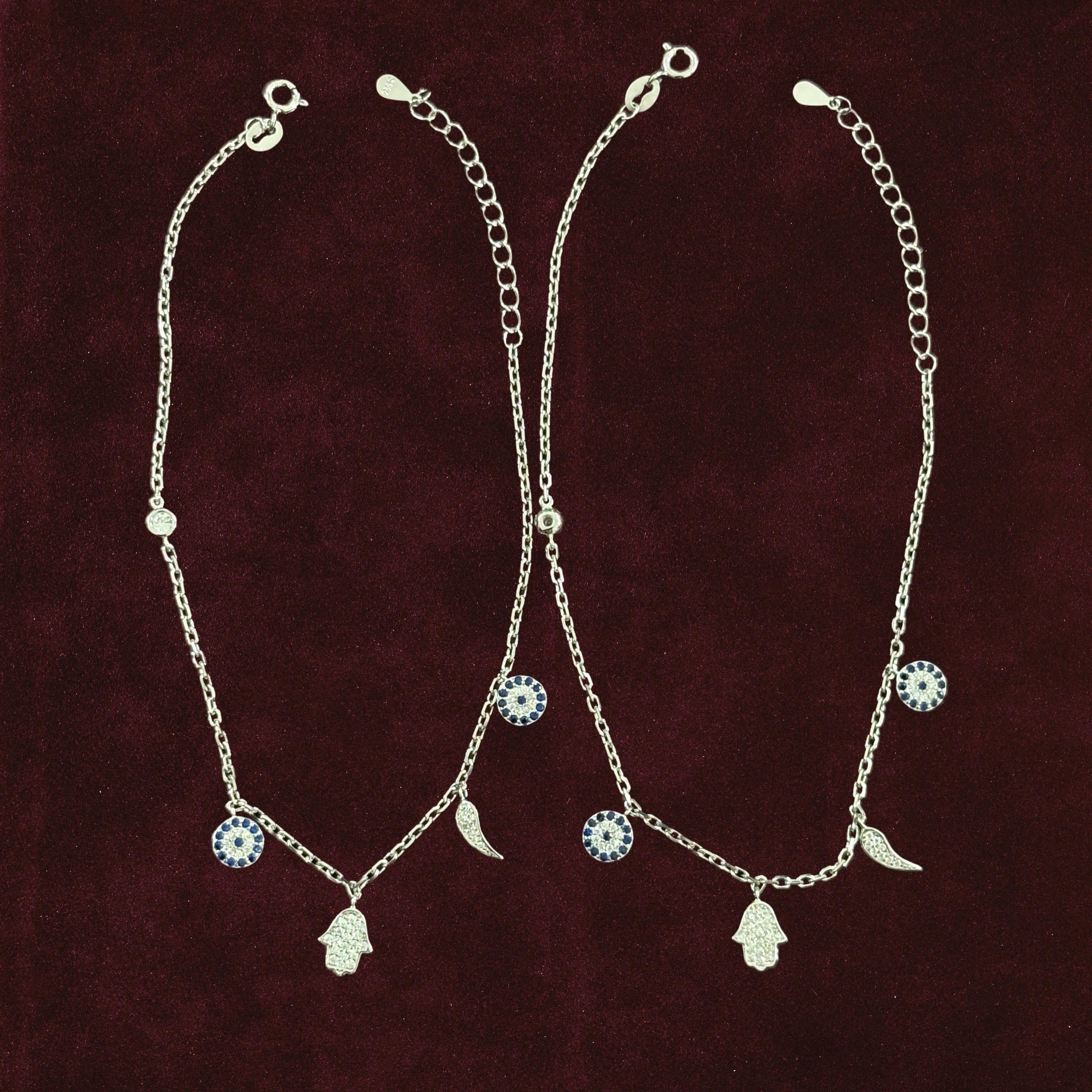Serene Sentinel Evil Eye Anklet Pair