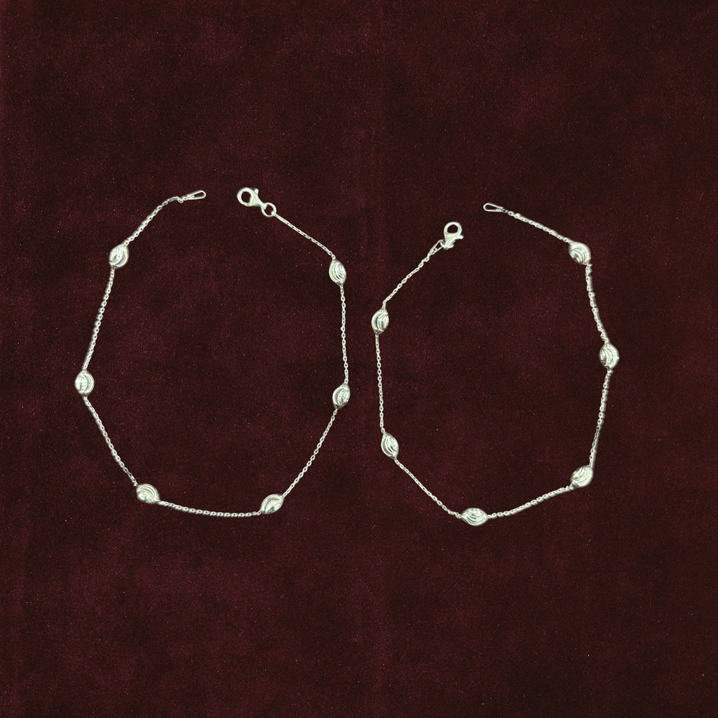 Sculpted Oval Link Anklet Pair 