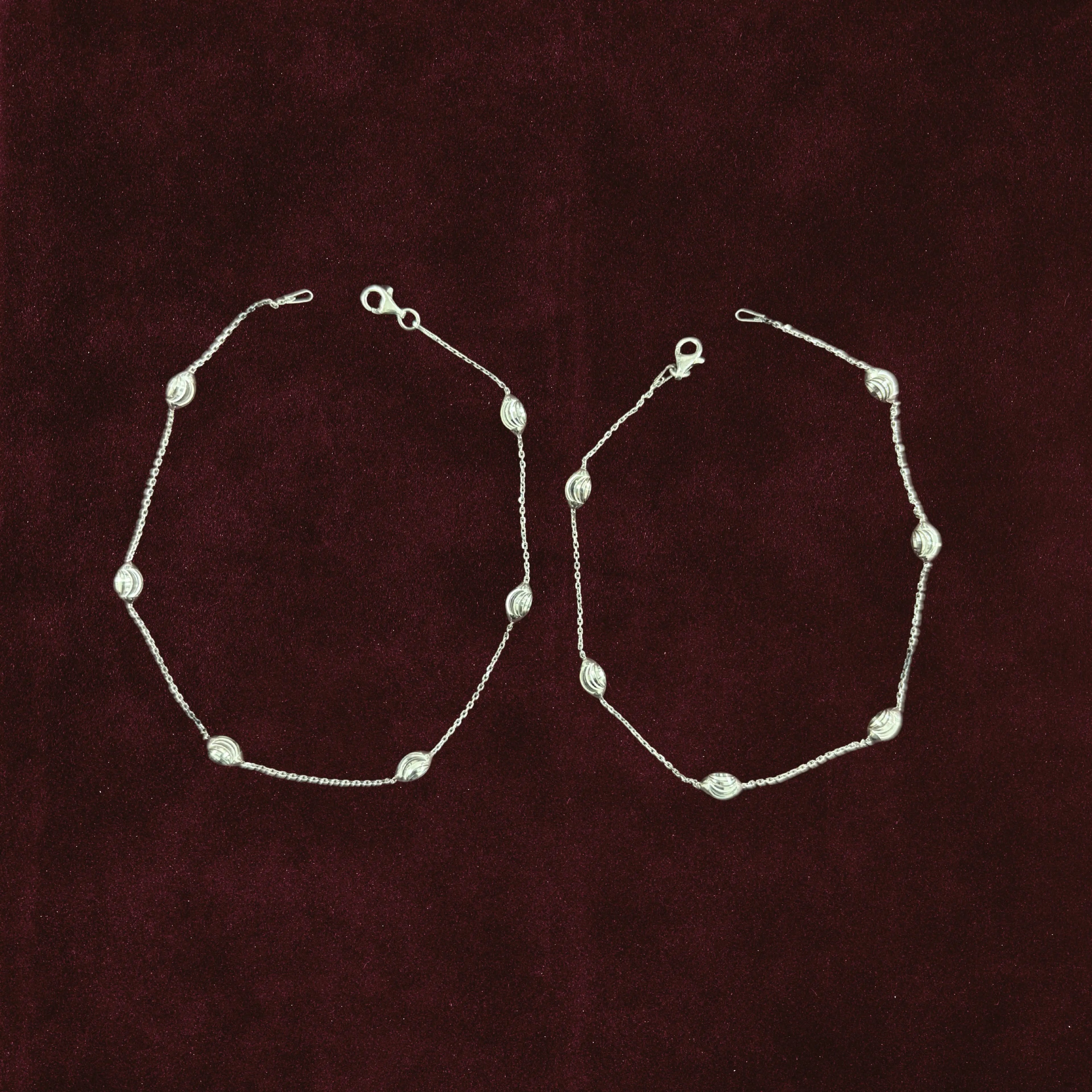 Sculpted Oval Link Anklet Pair 