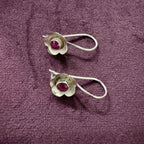 Crimson Bloom Sterling Silver Earrings