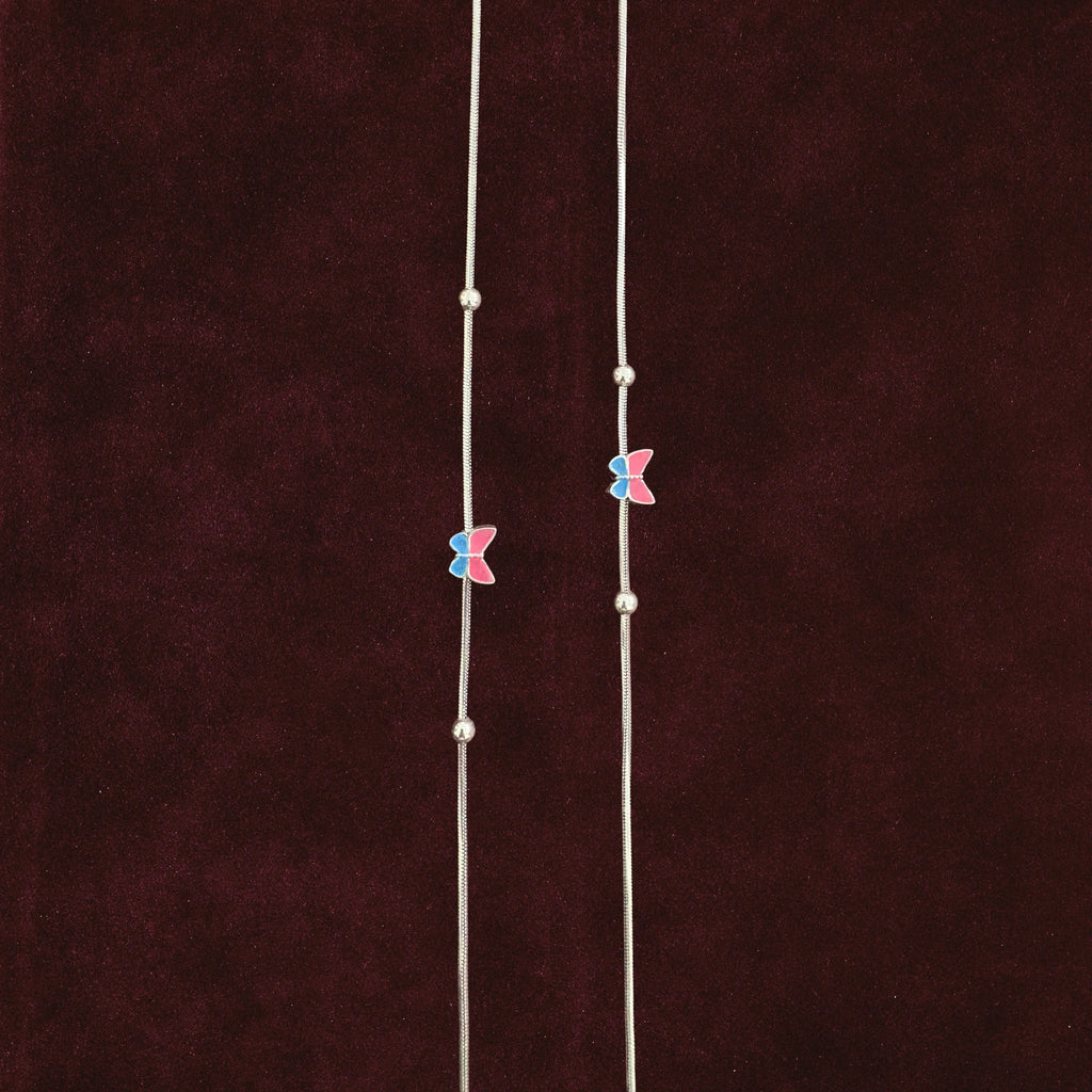 Fluttering Dual-Tone Butterfly Anklet Pair 