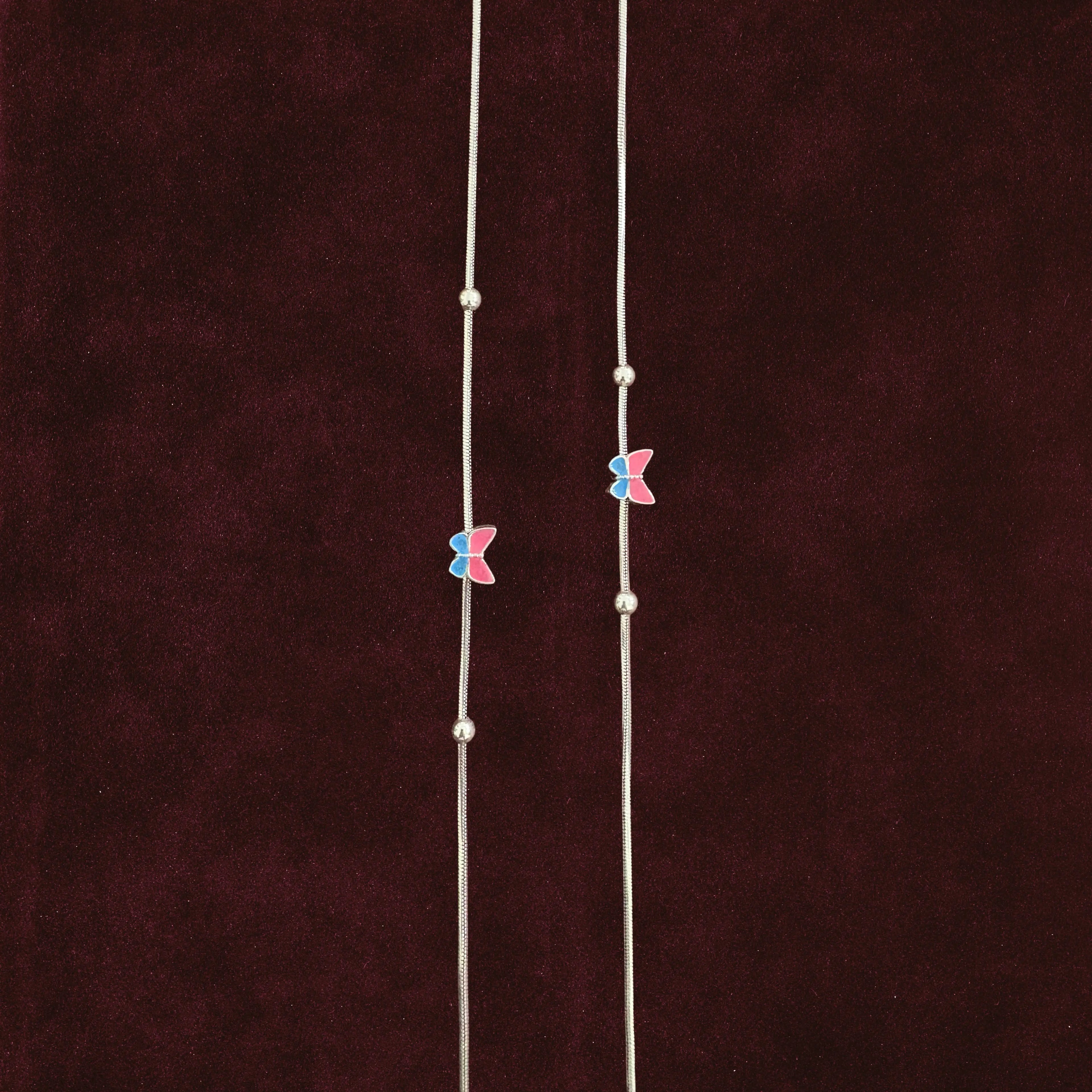 Fluttering Dual-Tone Butterfly Anklet Pair 