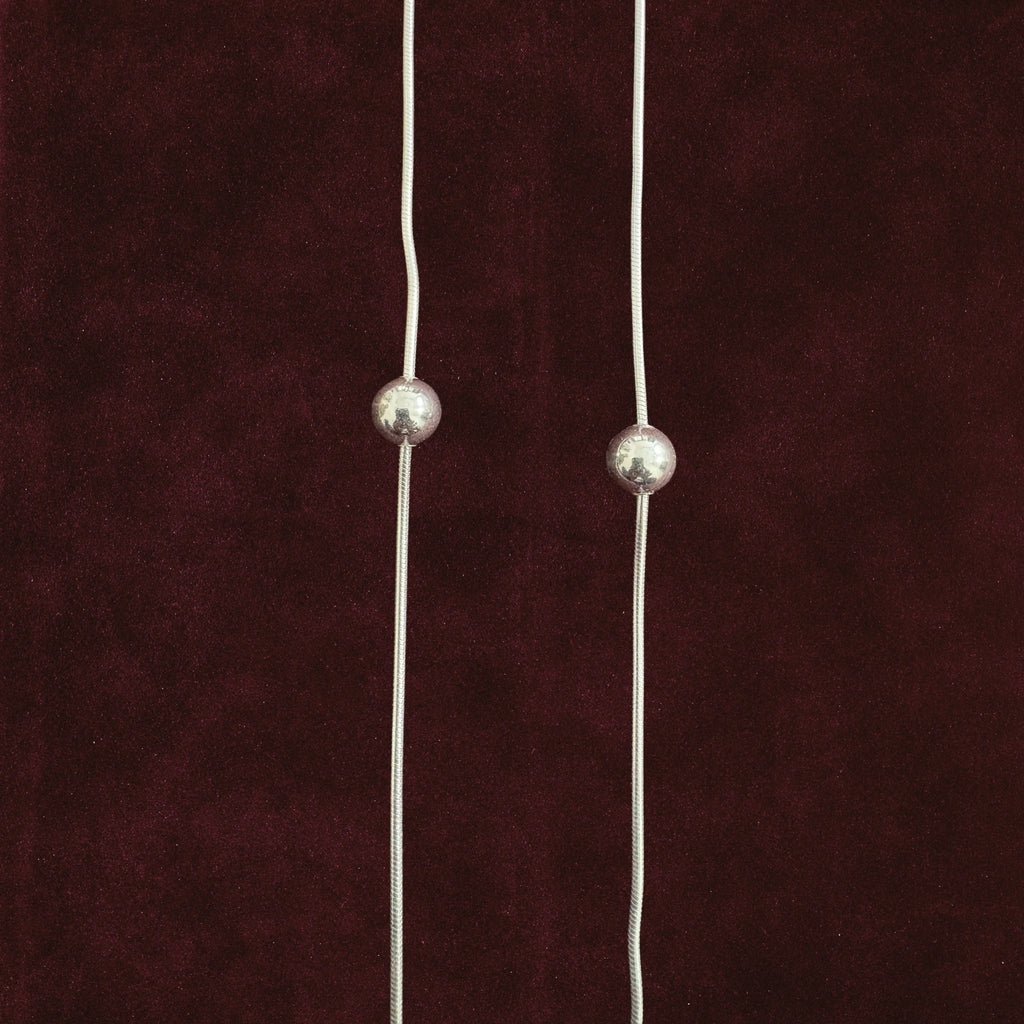 Silver Orb Snake Chain Anklet Pair motif closeup