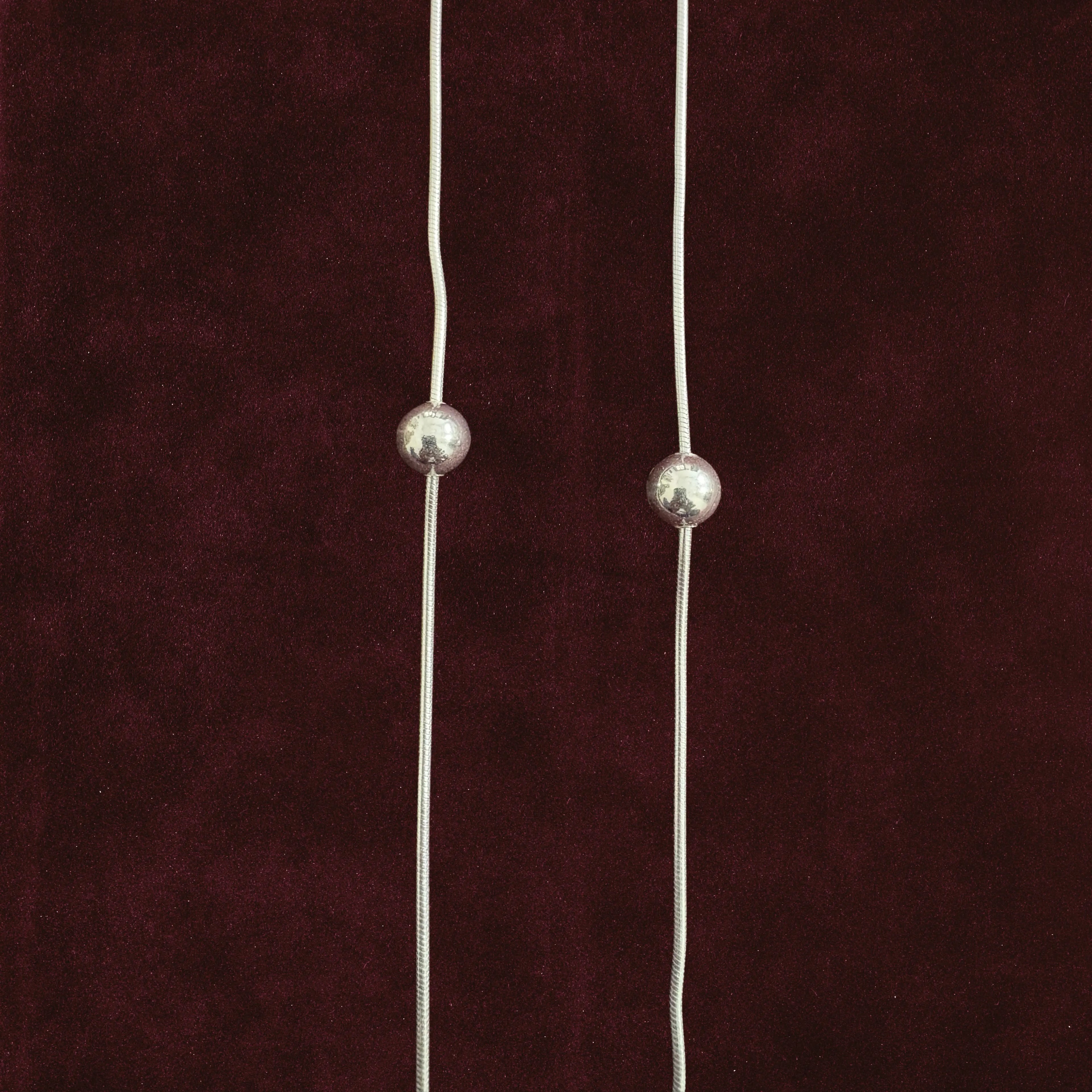 Silver Orb Snake Chain Anklet Pair motif closeup