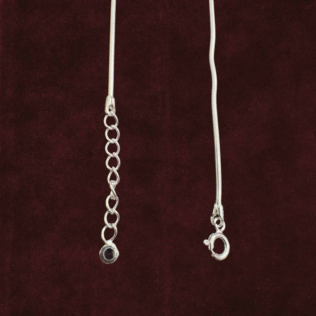 Silver Orb Snake Chain Anklet Pair hook closeup