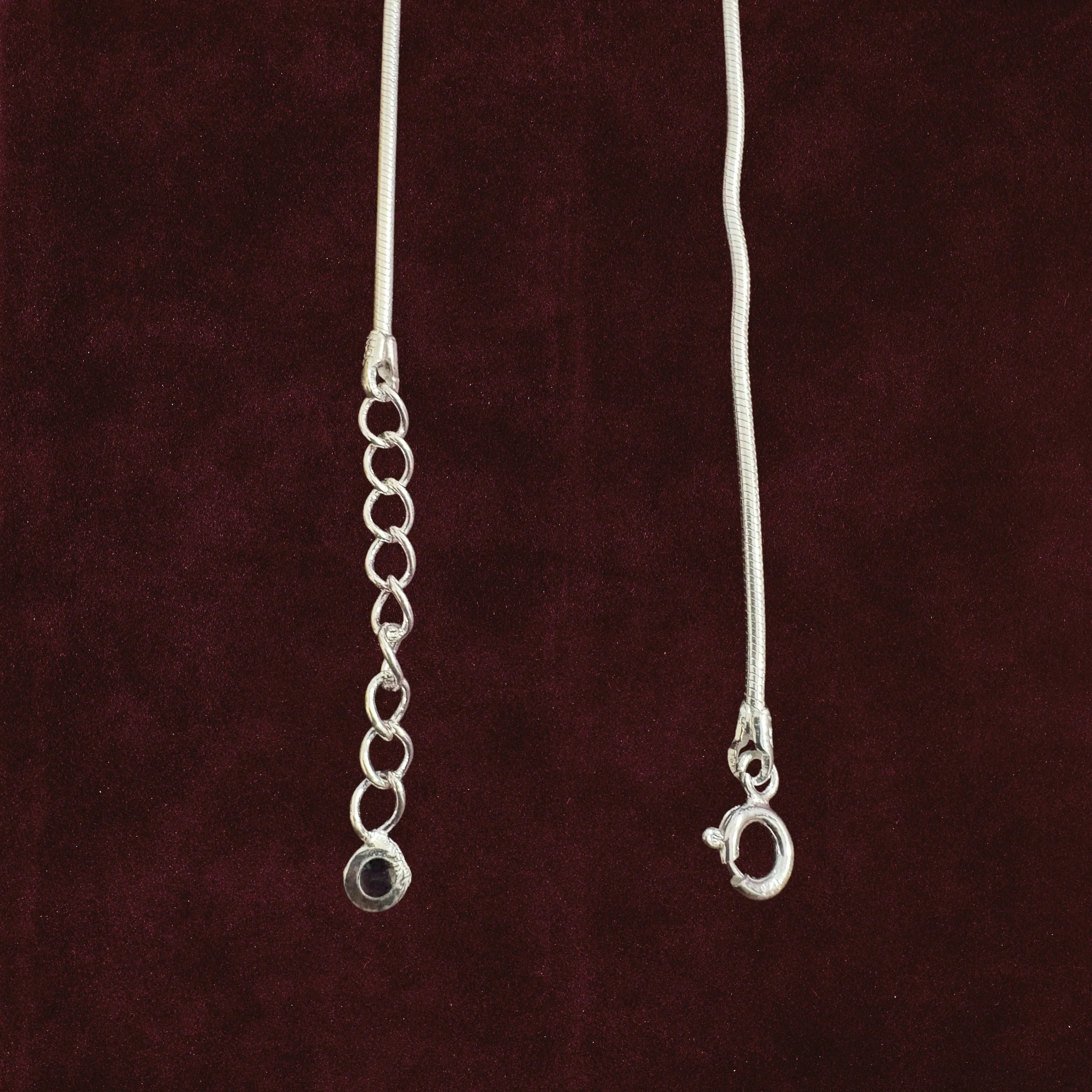 Silver Orb Snake Chain Anklet Pair hook closeup
