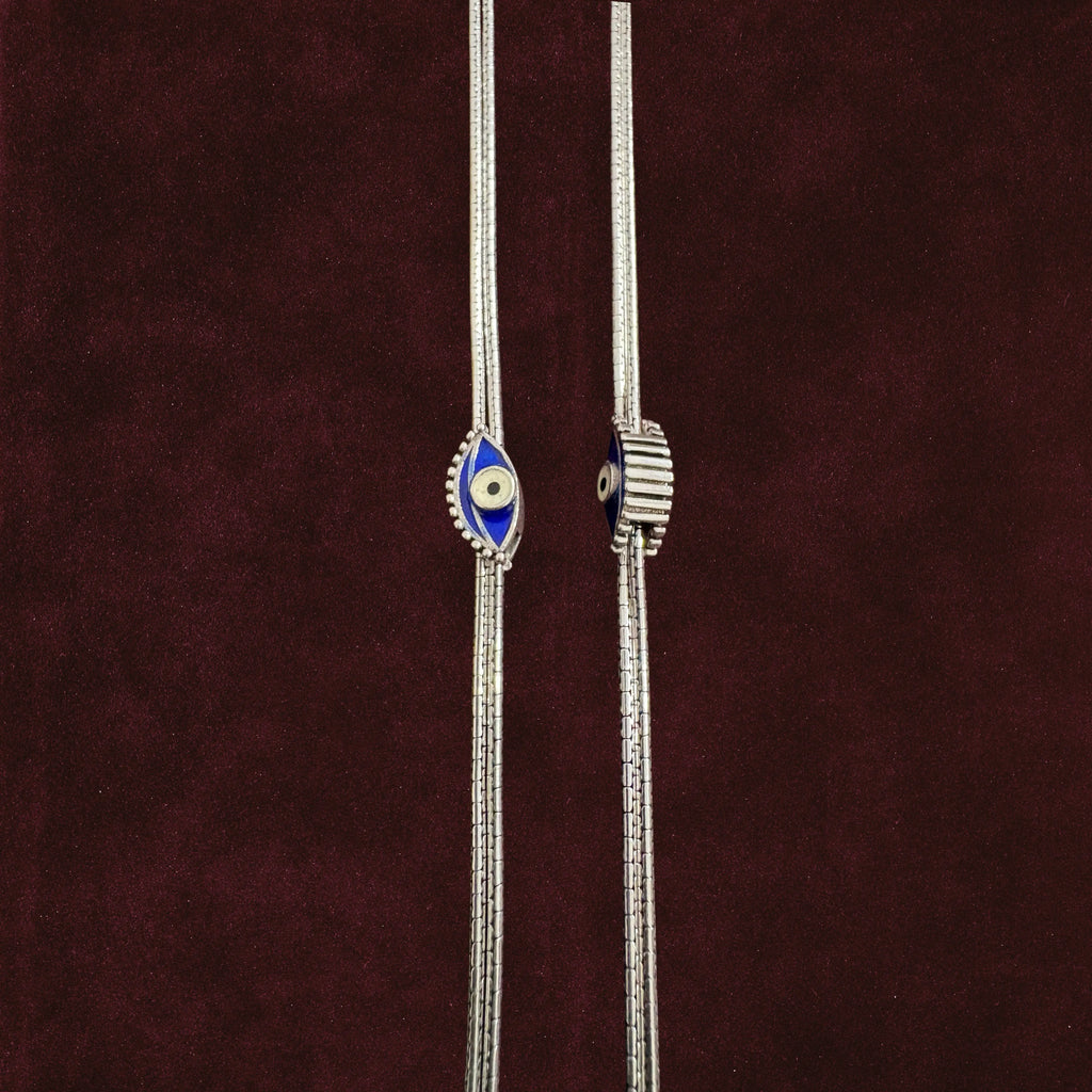 Sapphire Evil Eye Anklet Pair closeup