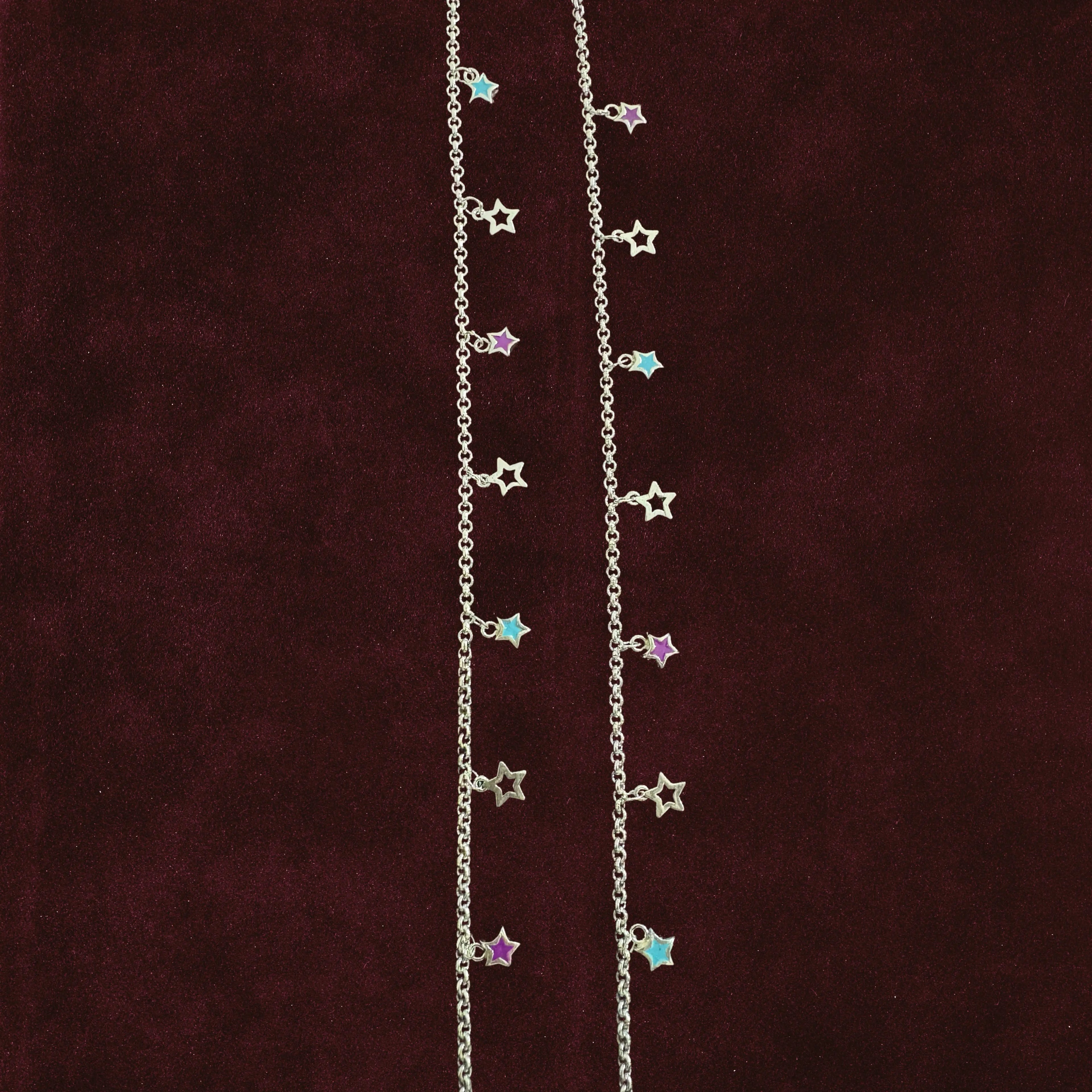 Starlit Charm Anklet Pair closeup on a solid background
