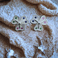 Sterling Silver Butterfly Stud Earrings with Colorful Gemstones