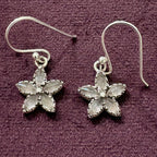 Crystal Bloom Sterling Silver Earrings on maroon background