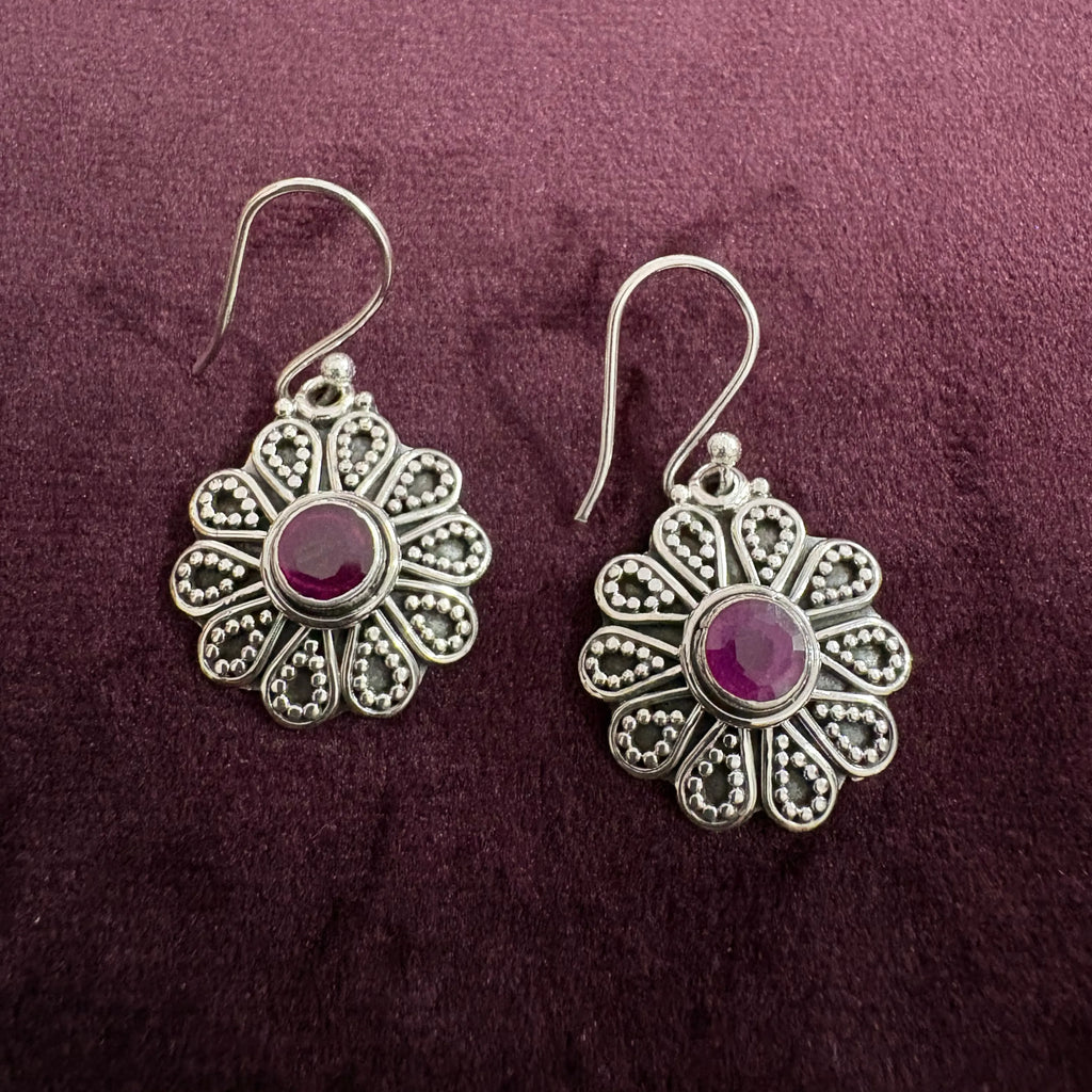 Royal Violet Bloom Sterling Silver Earrings