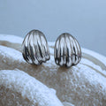 Sterling Silver Ribbed Dome Earrings