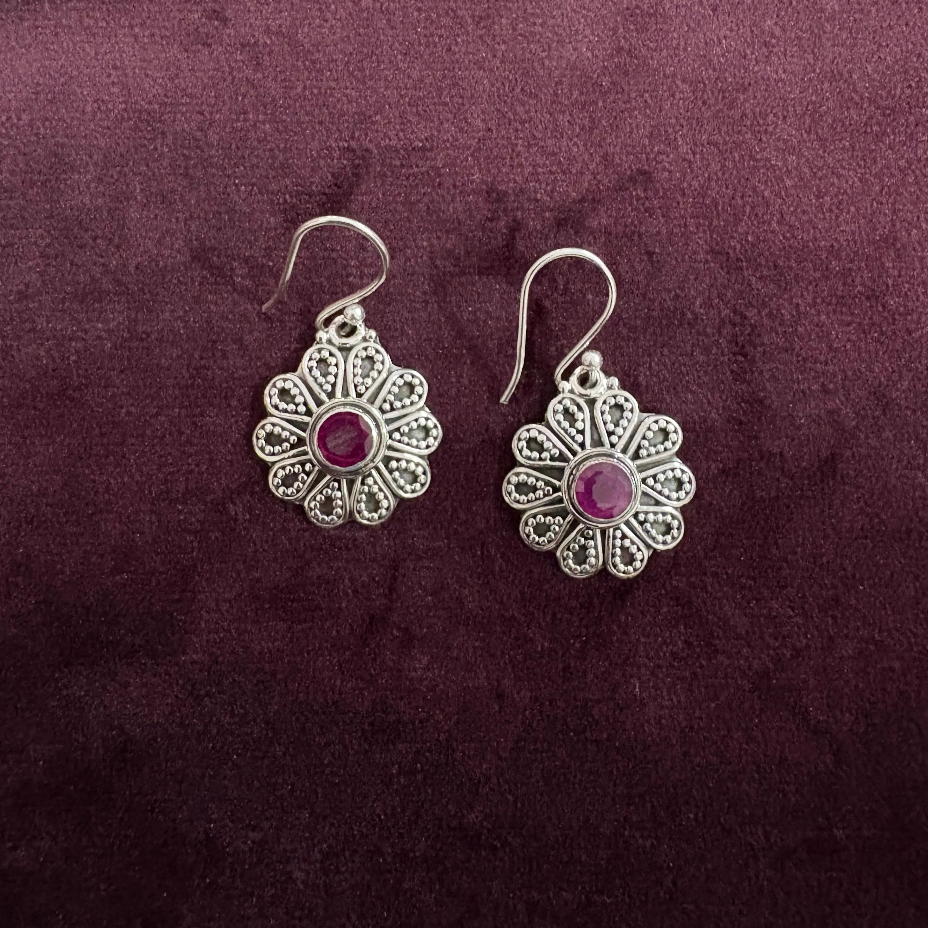 Royal Violet Bloom Sterling Silver Earrings