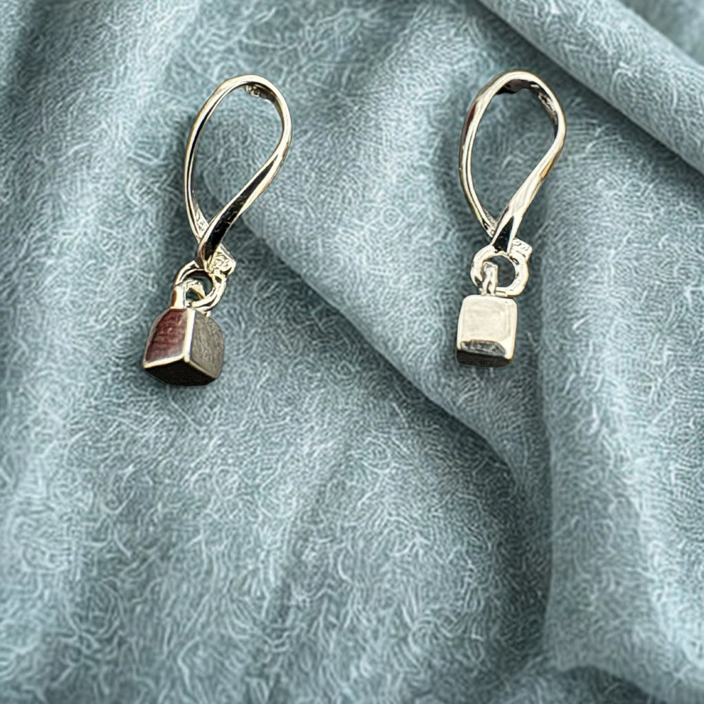 Sterling Silver Cube Drop Earrings