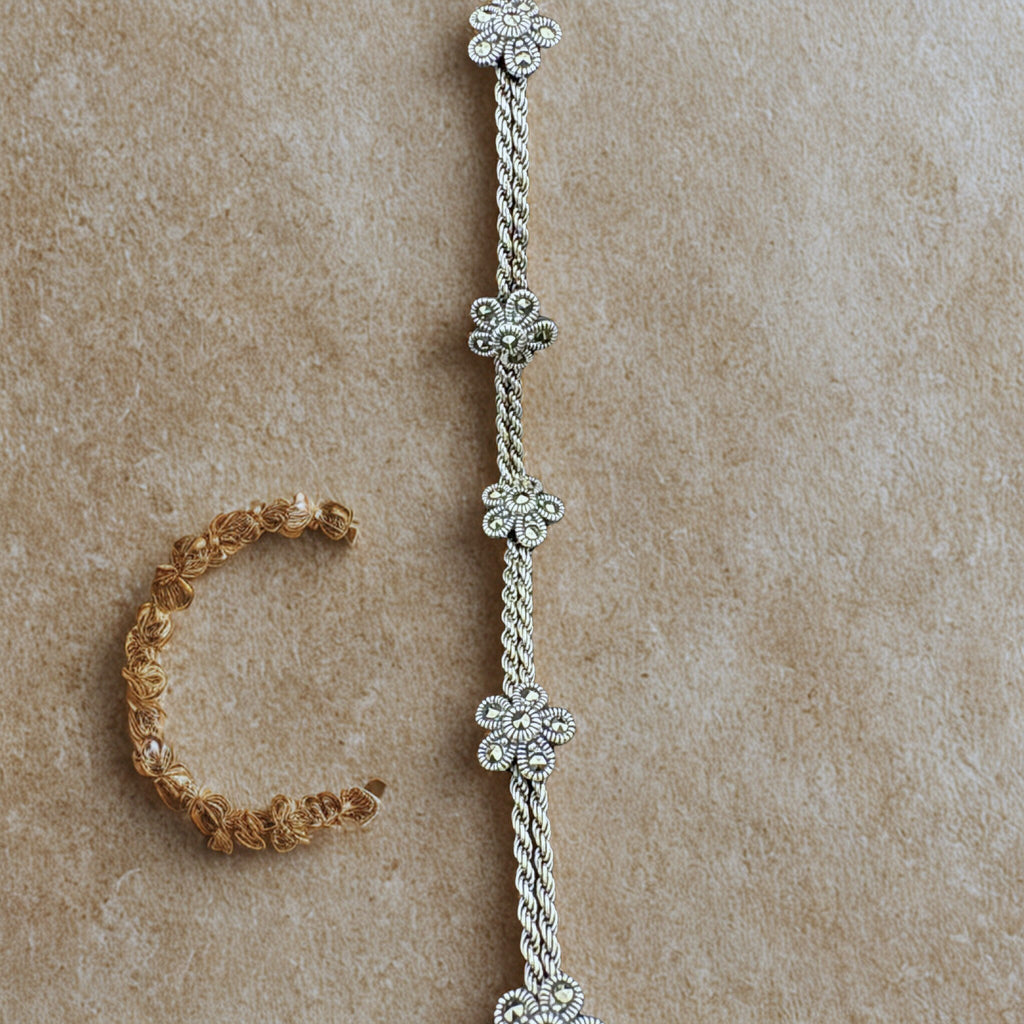 Sterling Silver Floral Chain Bracelet - Elegant Jewelry