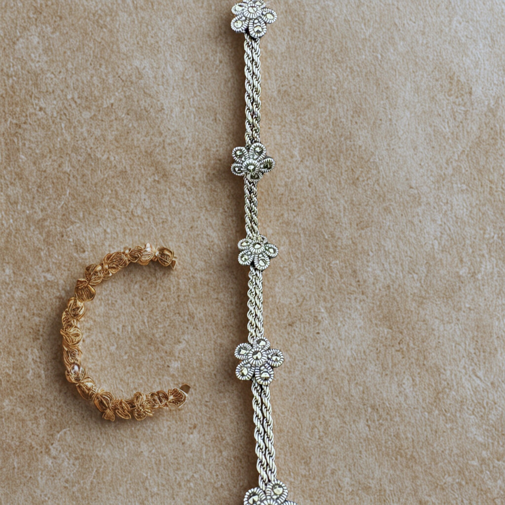 Sterling Silver Floral Chain Bracelet - Elegant Jewelry