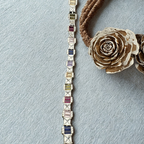 Sterling Silver Alternating Multicolor Gemstone Bracelet 