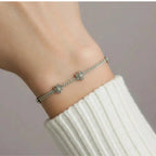 Sterling Silver Floral Chain Bracelet - Elegant Jewelry