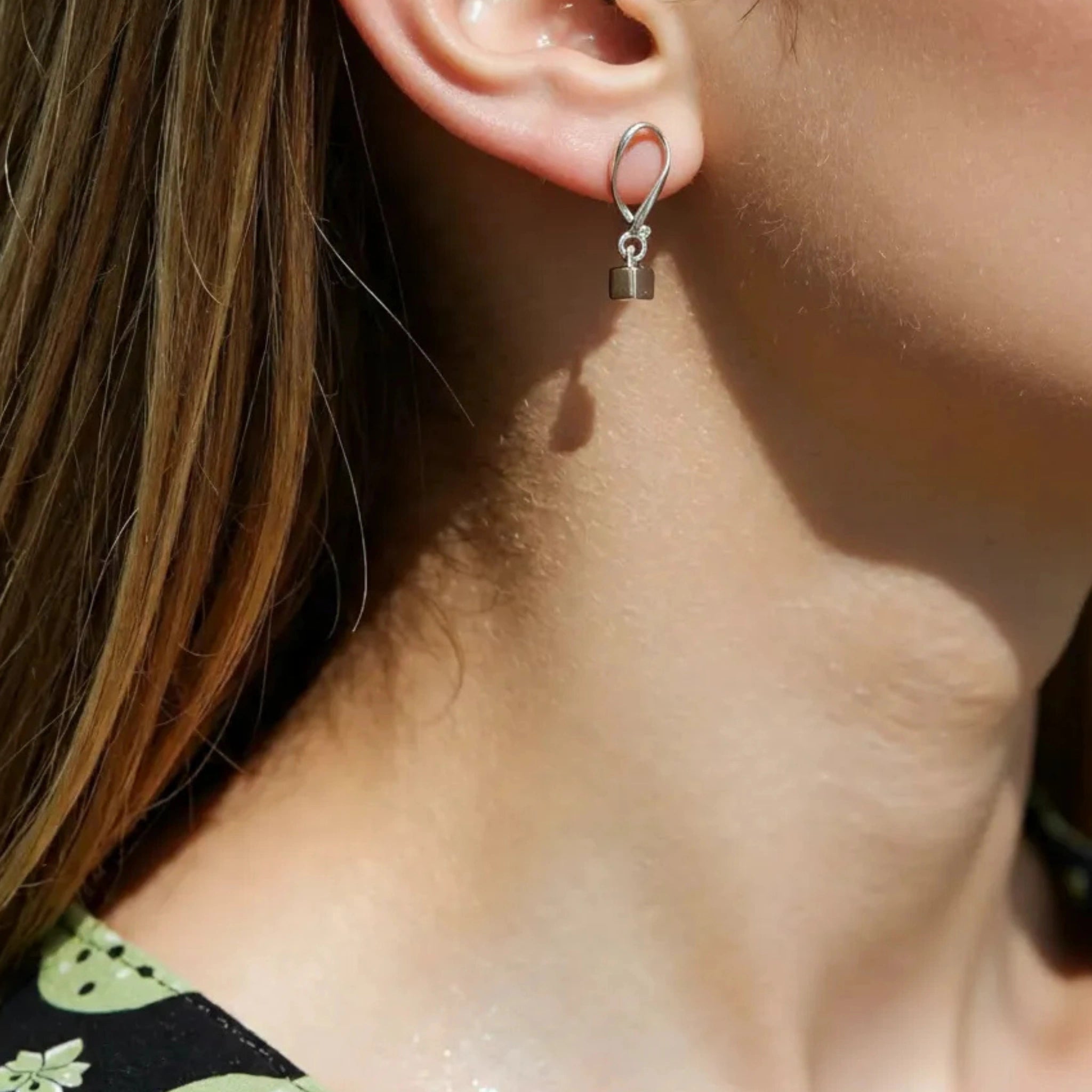 Sterling Silver Cube Drop Earrings