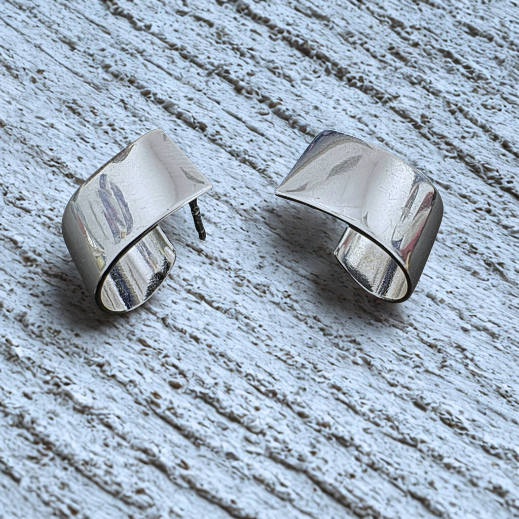 Modern Lightweight Sterling Silver Stud Earrings