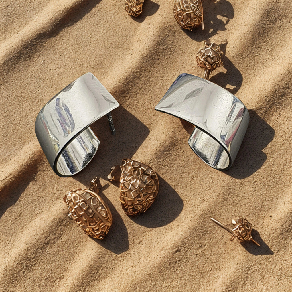 Modern Lightweight Sterling Silver Stud Earrings