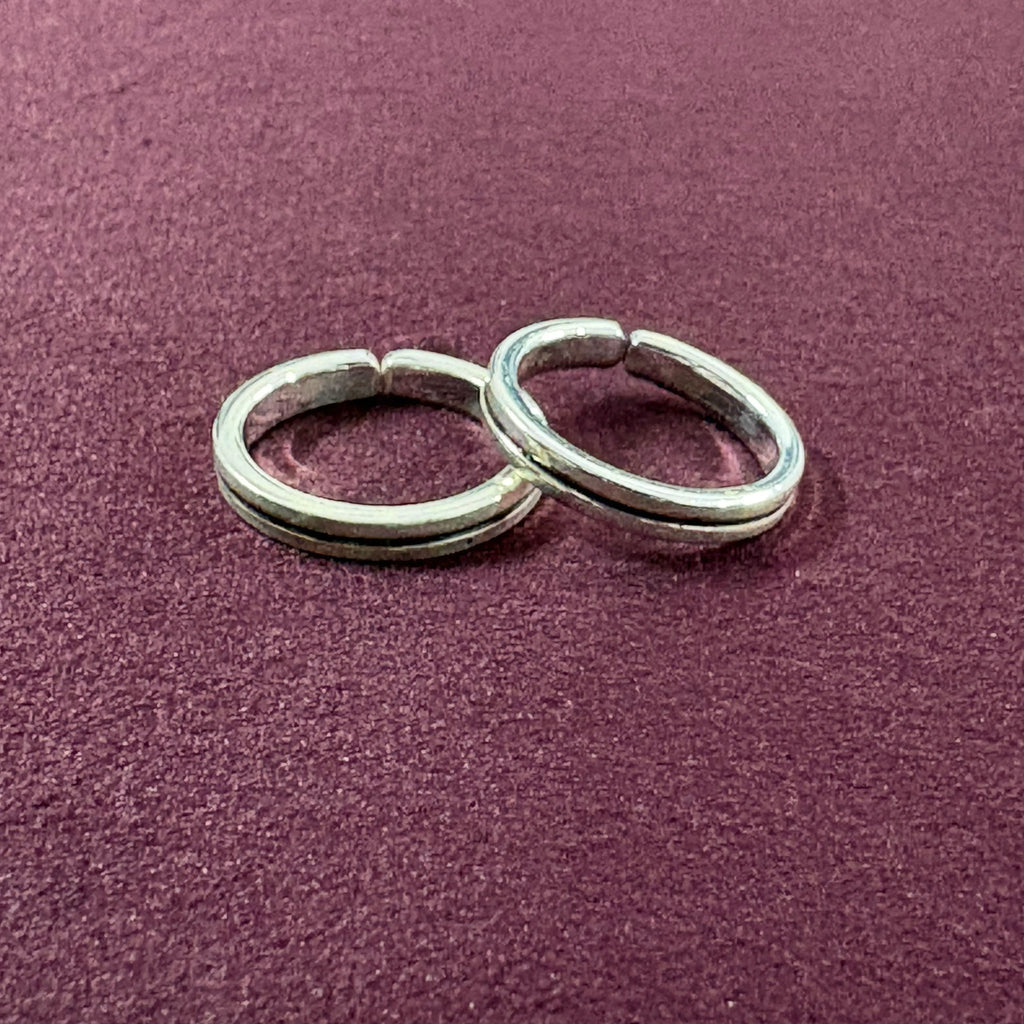 Flat lay image of Sleek Grooved Band Toe Rings