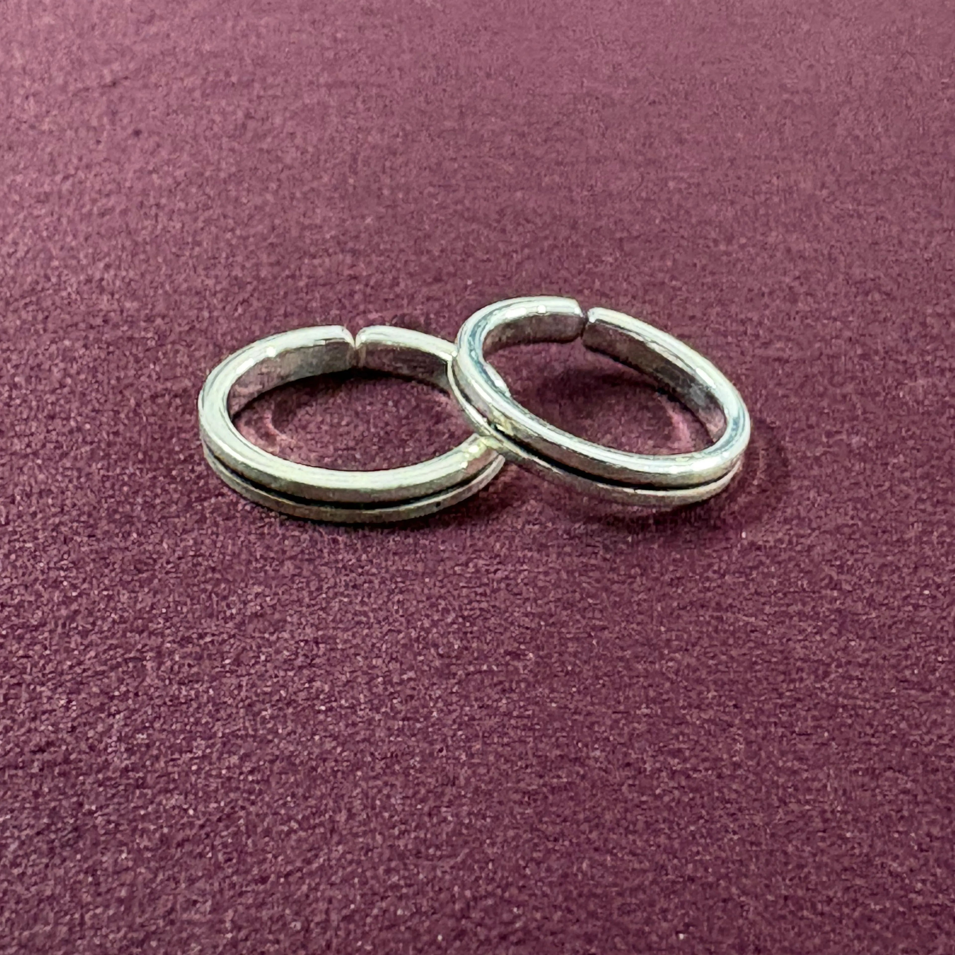 Flat lay image of Sleek Grooved Band Toe Rings