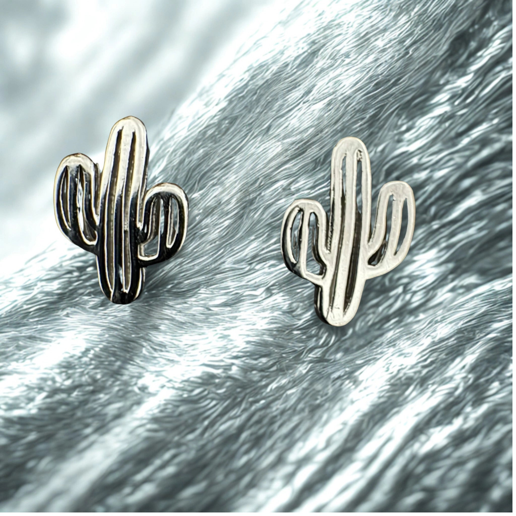 Cactus Stud Sterling Silver Earrings