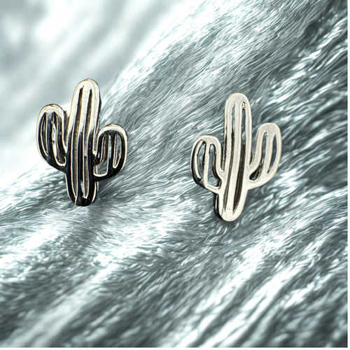 Cactus Stud Sterling Silver Earrings