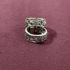 Garden Jaali Oxidized Toe Rings on maroon background