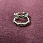 Wavy Beaded Oxidized Band Toe Rings on maroon background