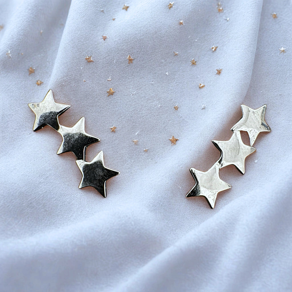 Triple Star Sterling Silver Earring