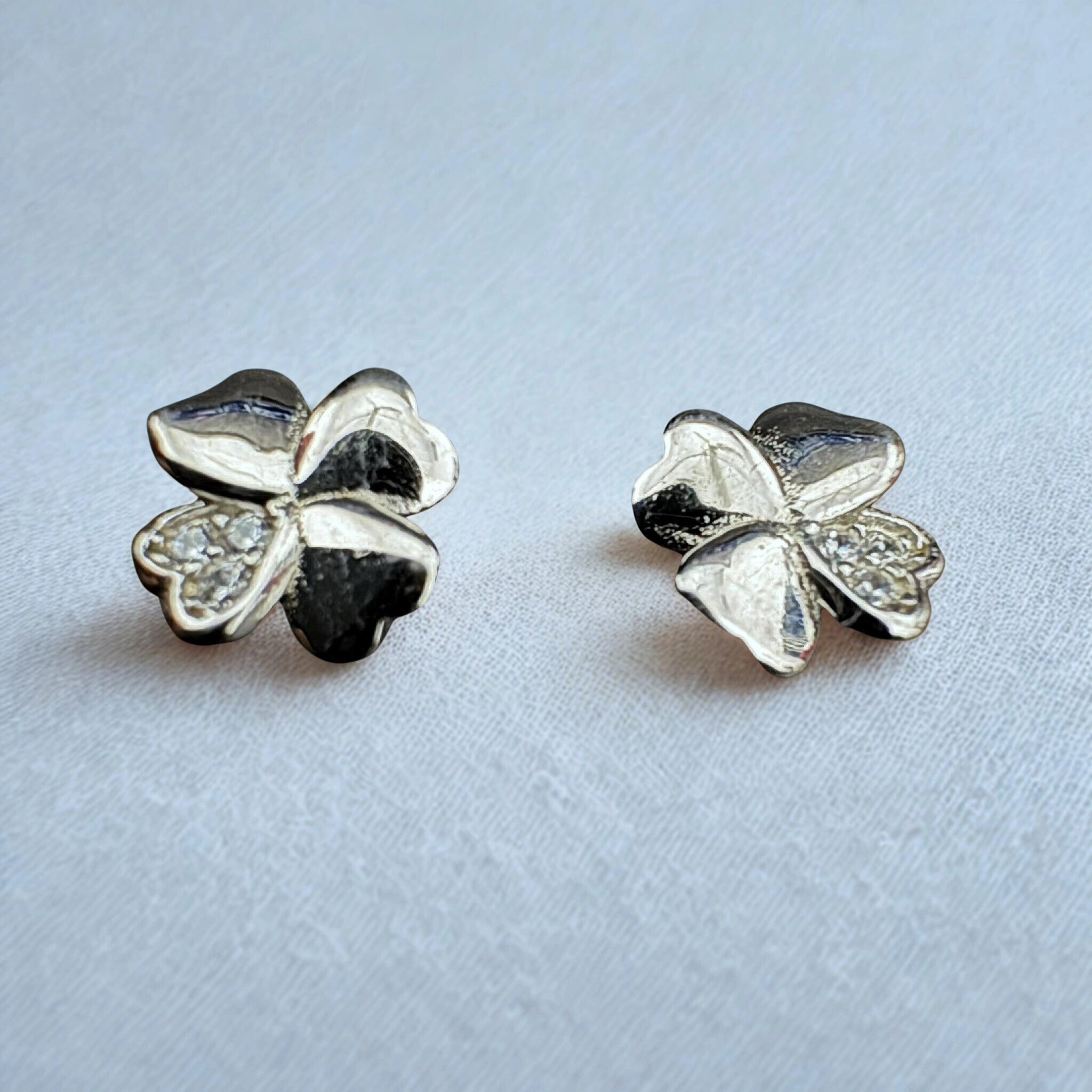 Sterling Silver Four-Leaf Clover Earring Studs - Elegant Jewelry