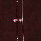 Pink Floral Anklet Pair close up 