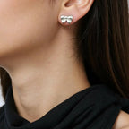 Elegant Sterling Silver Bow Knot Stud Earrings